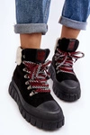Ocieplane Botki Trapery Na Grubej Podeszwie Czarne Ralotta
