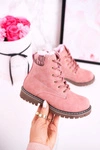 Dziecięce Botki Traperki Ocieplone Futerkiem Różowe London