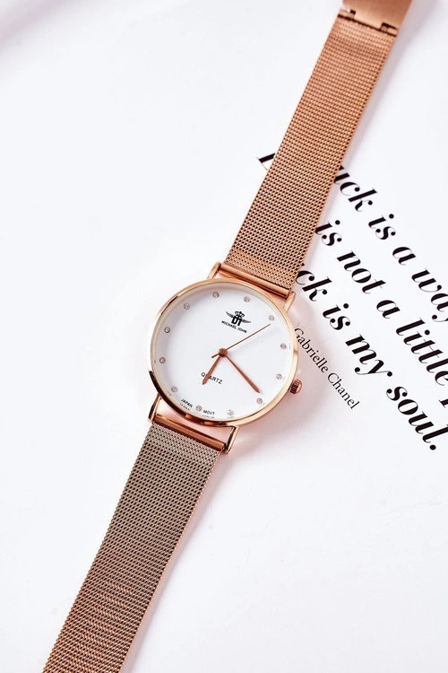 Zegarek Na Bransolecie Mesh Michael John Różowe Złoto