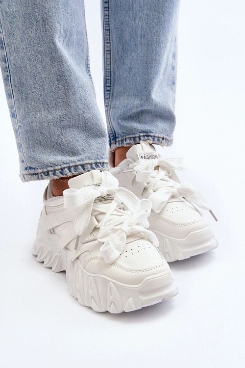 Sneakersy Damskie Na Masywnej Podeszwie Białe Ellerai