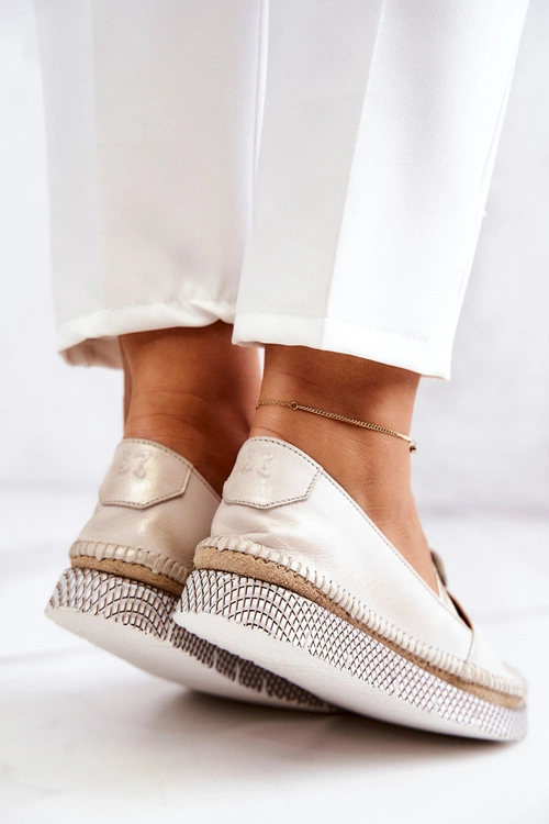 Damskie Skórzane Mokasyny Maciejka 05432-22 Jasnobeżowe