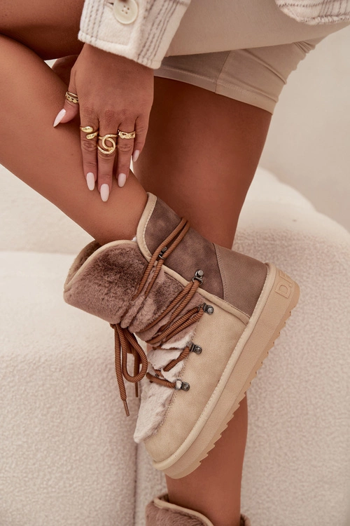 Śniegowce Damskie Z Futerkiem D.Franklin DFSH370012 Beżowe