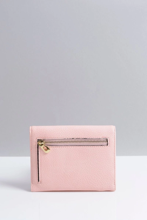 Mały Damski Portfel Pudrowy Róż Portmonetka