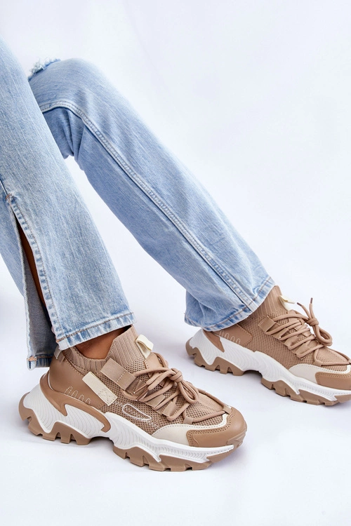 Damskie Sneakersy Skarpetkowe Wsuwane Ciemnobeżowe Keaton