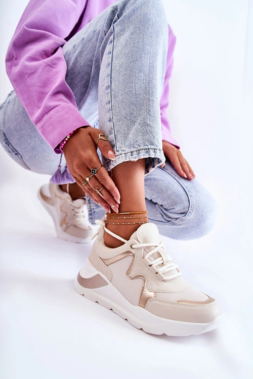 Damskie Modne Sneakersy Jasnobeżowe Allie