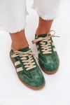 Zamszowe Sneakersy Damskie Zielone Sirella