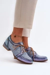 Półbuty Damskie Sznurowane Skóra Naturalna Maciejka 06452-06 Niebieskie