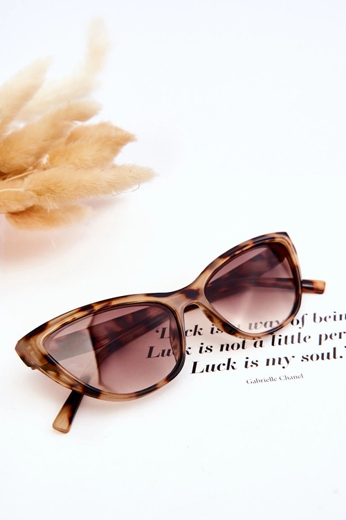 Modne Okulary Przeciwsłoneczne Kocie Oko V090169 Leopard Beżowe