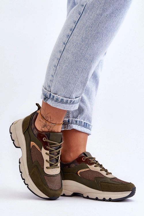 Sznurowane Buty Sportowe Na Platformie Zielone Escape