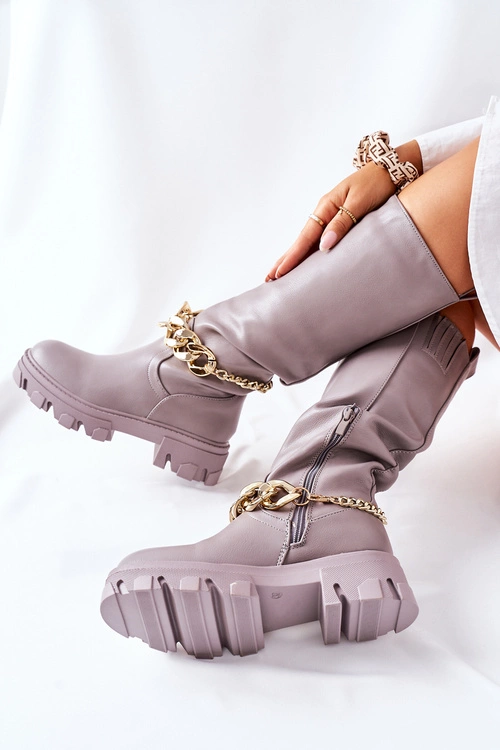 Wysokie Szare Kozaki Cecina