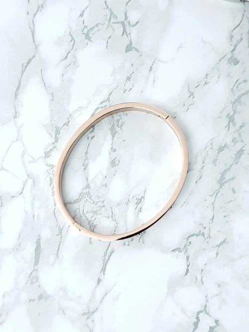 Damska Bransoleta Stalowa Z Cyrkoniami Różowe Złoto 6mm Valerii