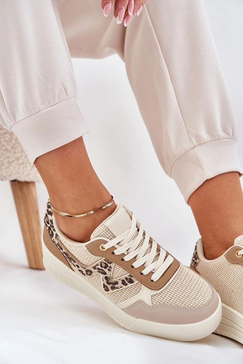 Buty Sportowe Damskie Na Platformie Panterka Khaki Lorori