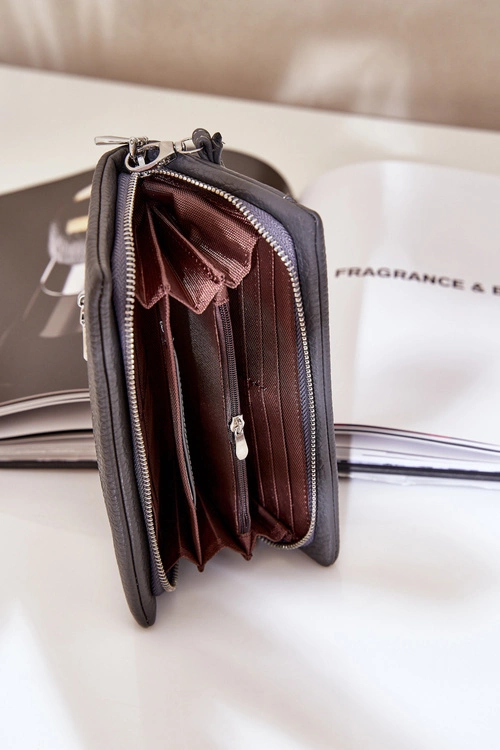 Duży Portfel Damski Z Tłoczeniem Eko Skóra Szary Martiel