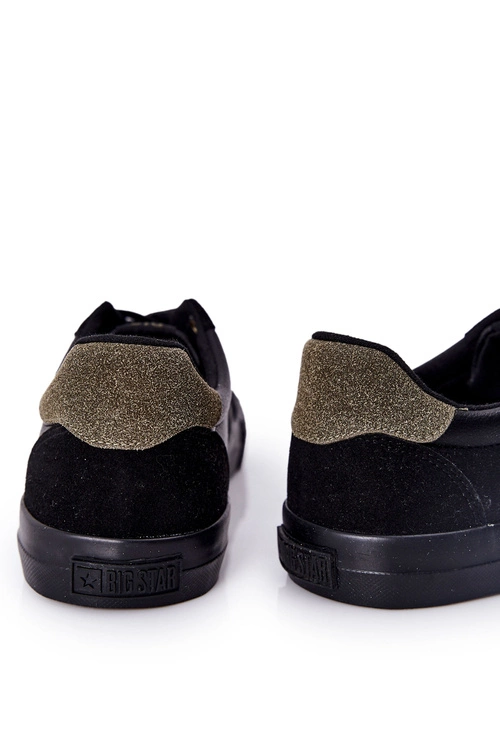 Męskie Skórzane Tenisówki Big Star II174008 Czarno-Zielone