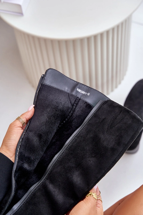 Kozaki Na Obcasie Z Eko Zamszu Przed Kolano Czarne Izanae