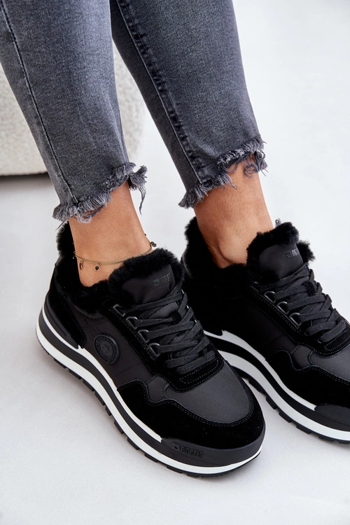 Sneakersy Damskie Ocieplane Na Platformie Big Star OO274A216 Czarne