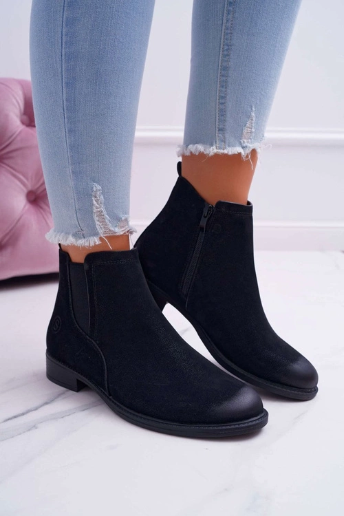 Botki Damskie Sergio Leone Sztyblety Eko Nubuk Czarne Vuko