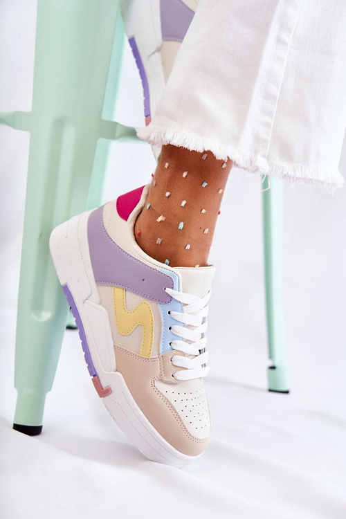 Damskie Skórzane Buty Sportowe Beżowe Francis