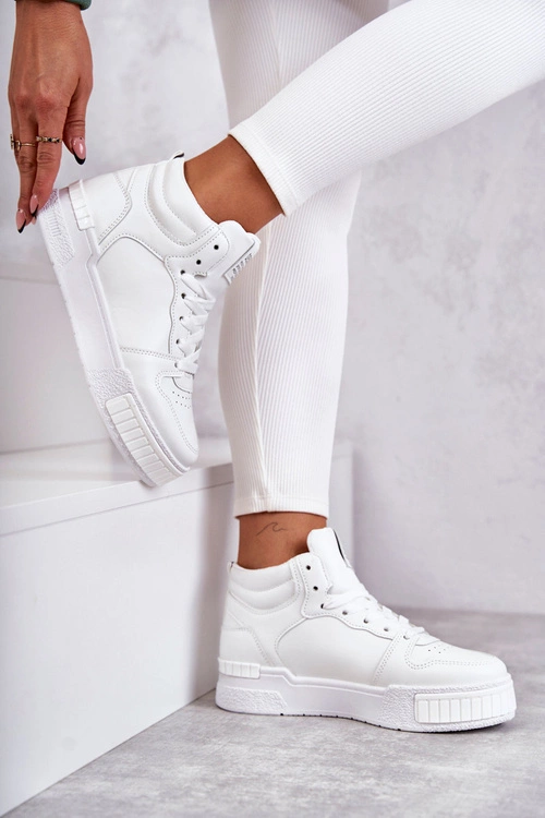 Damskie Wysokie Buty Sportowe Białe Trisa