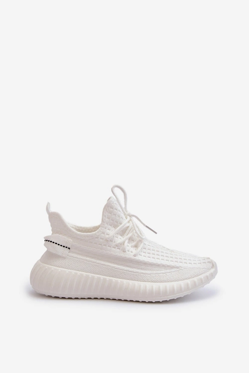 Materiałowe Wsuwane Buty Sportowe Damskie Białe Nelmarie