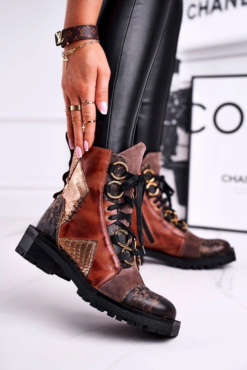 Botki Damskie Skórzane Trzewiki Maciejka Rude 04184-29/00-3