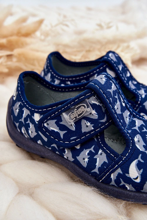 Dziecięce Półbuty Papcie Befado Rekiny 010X032 Granatowe