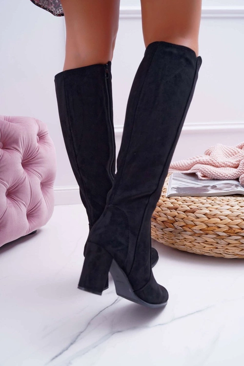 Damskie Kozaki Sergio Leone Zamszowe Czarne KZ275