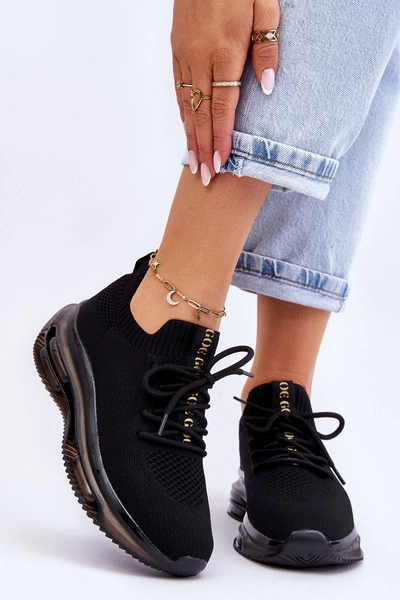 Damskie Wsuwane Skarpetkowe Buty GOE JJ2N4080 Czarne