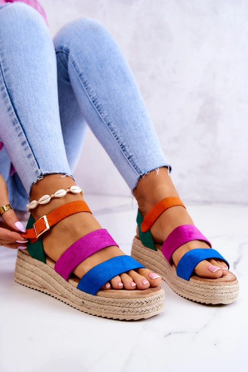 Damskie Zamszowe Sandały Na Sprzączkę Multikolor Corestra