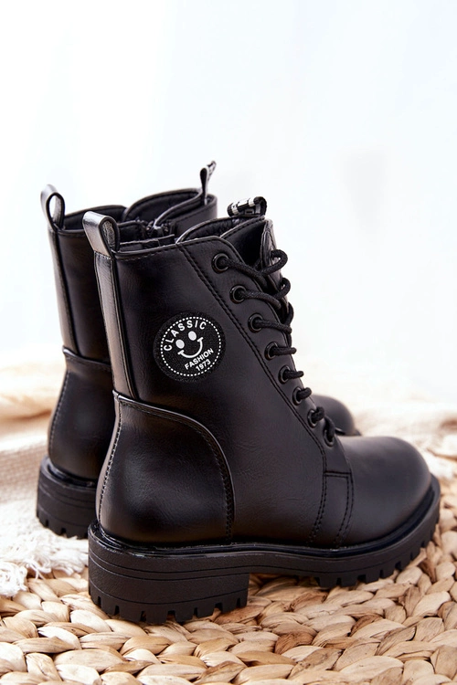 Dziecięce Ocieplane Botki Workery Czarne Rosalie