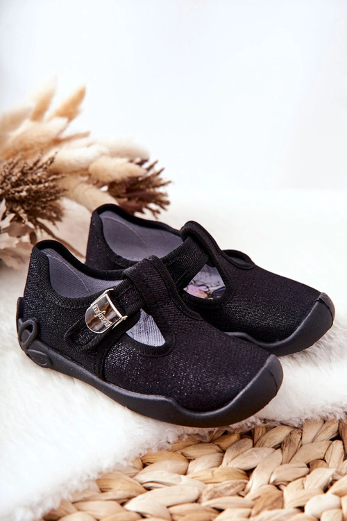 Papcie Baleriny Befado Błyszczące 115X006 Czarne