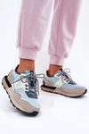 Zamszowe Sneakersy Damskie Big Star RR274245 HI-POLY SYSTEM Szaro-Niebieskie