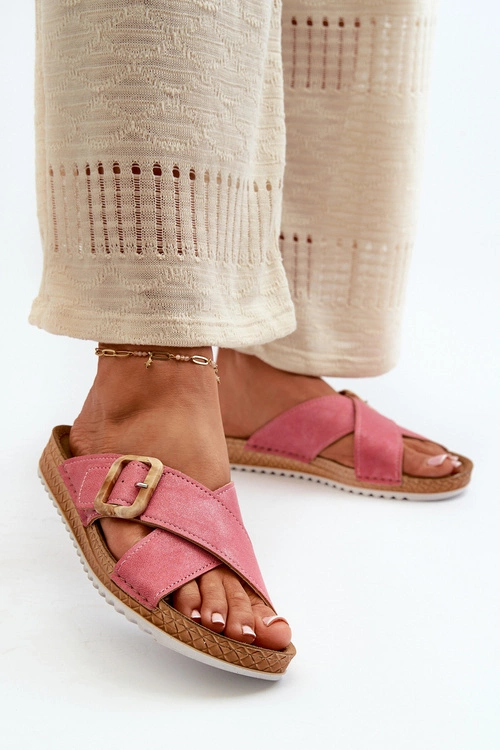 Wygodne Klapki Damskie Z Klamrą Inblu VO000012 Różowe