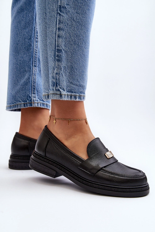 Zazoo 20165 Skórzane Mokasyny Damskie Czarne