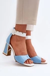 Lakierowane Sandały Na Słupku Niebieskie Adrianu