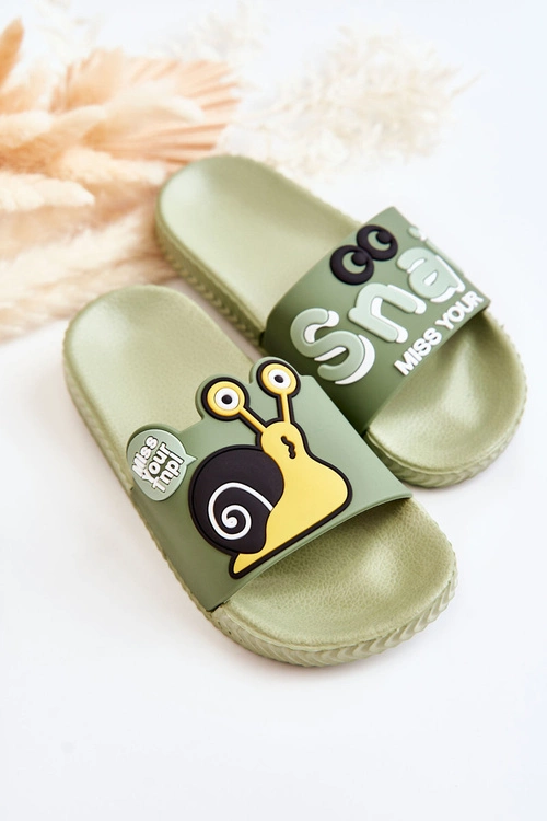 Lekkie Dziecięce Klapki Zielone Snail