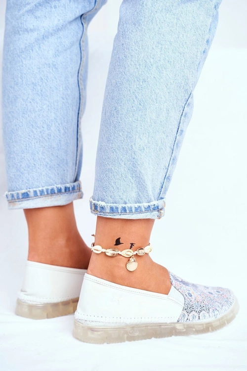 Damskie Półbuty Maciejka Wsuwane Skórzane Białe 03512-46