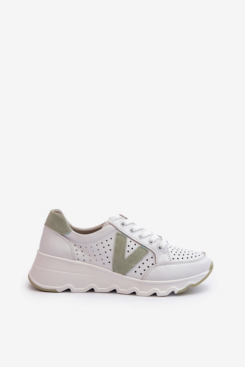 Damskie Skórzane Lekkie Buty Sportowe Białe Eleonori