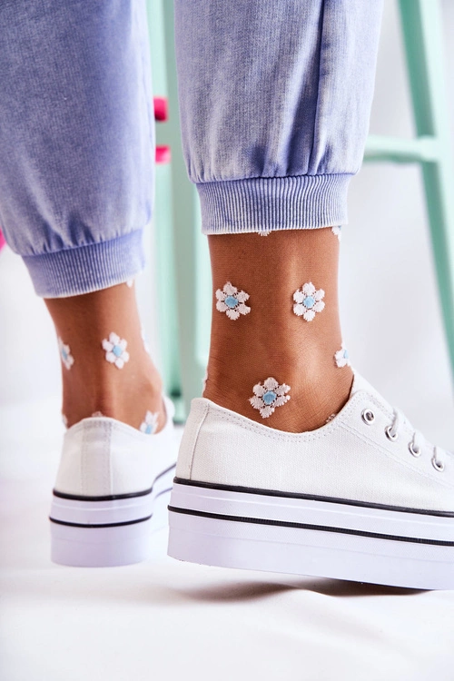 Damskie Trampki Na Masywnej Platformie Białe Farona