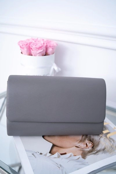 Damska Wieczorowa Torebka Szara Kopertówka