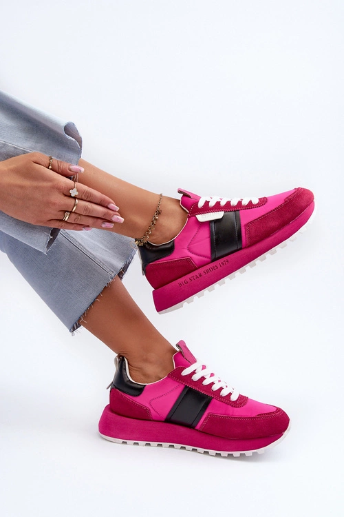 Sneakersy Damskie Na Platformie Big Star NN274500 Memory Foam System Fuksja