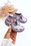 Buty Papcie Błyszczące Befado 110P474 Szaro-Różowe