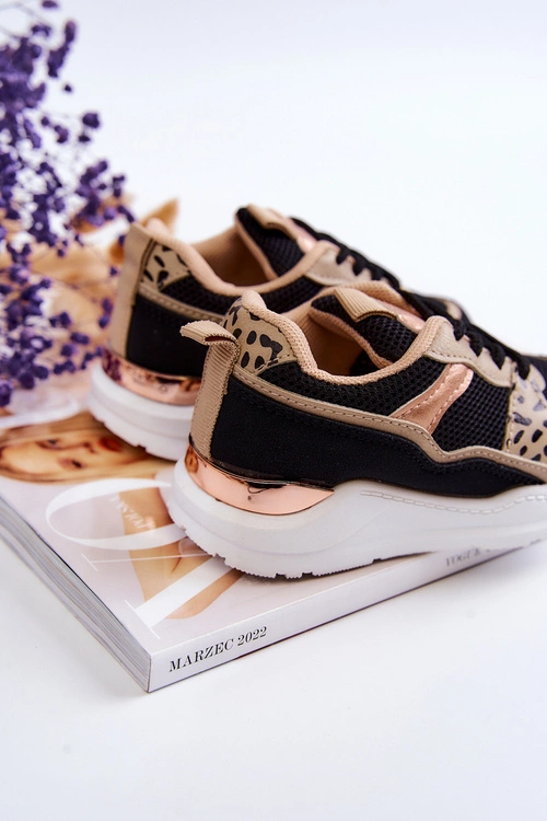 Dziecięce Sportowe Buty Sneakersy Czarno-Beżowe Kizzie