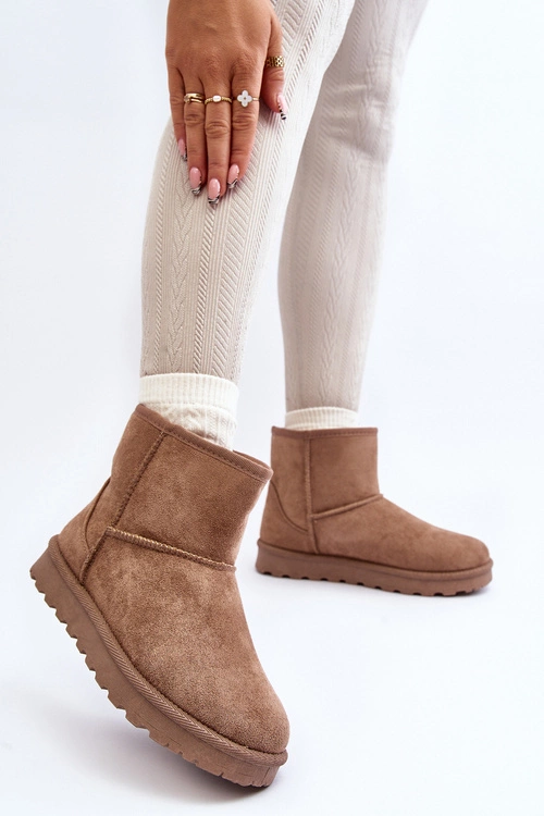 Damskie Śniegowce Ocieplane Futerkiem Khaki Lizio