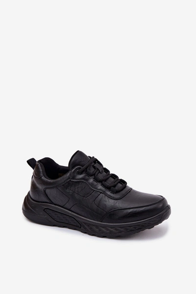 Sneakersy Męskie Eko Skórzane Czarne Torven