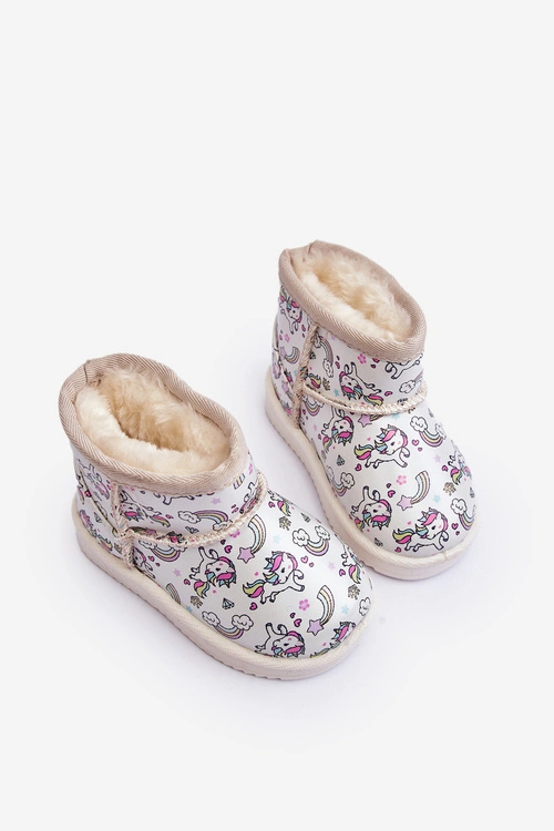 Botki Śniegowce Dziecięce Wzorzyste Beżowe Elenet