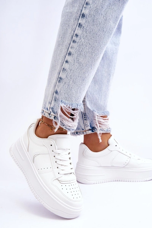 Damskie Buty Sportowe Na Wysokiej Platformie Białe Bexley