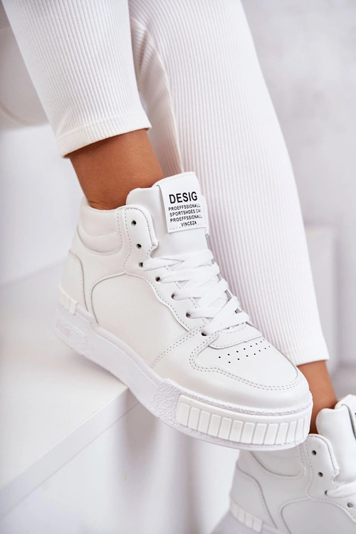 Damskie Wysokie Buty Sportowe Białe Trisa