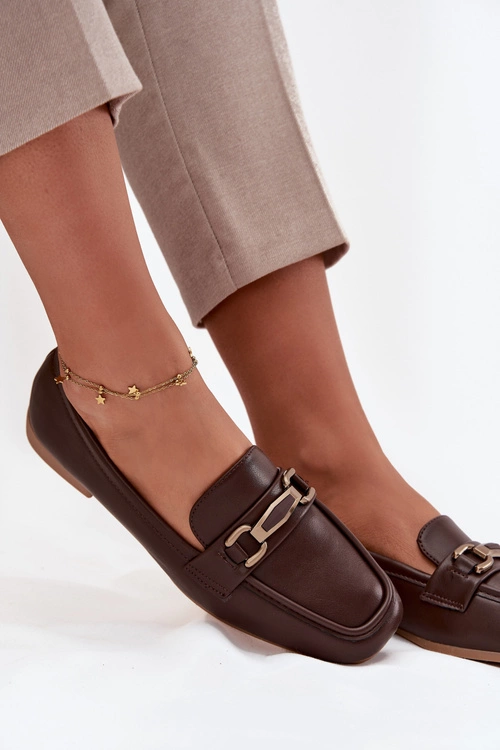 Półbuty Loafersy Damskie Z Ozdobą Brązowe Priscelle