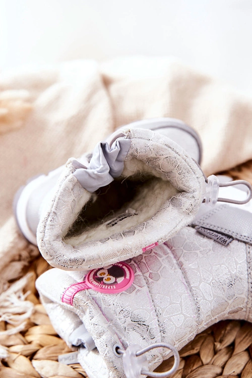 Dziecięce Ocieplane Śniegowce Na Suwak Srebrno-Białe Laoth